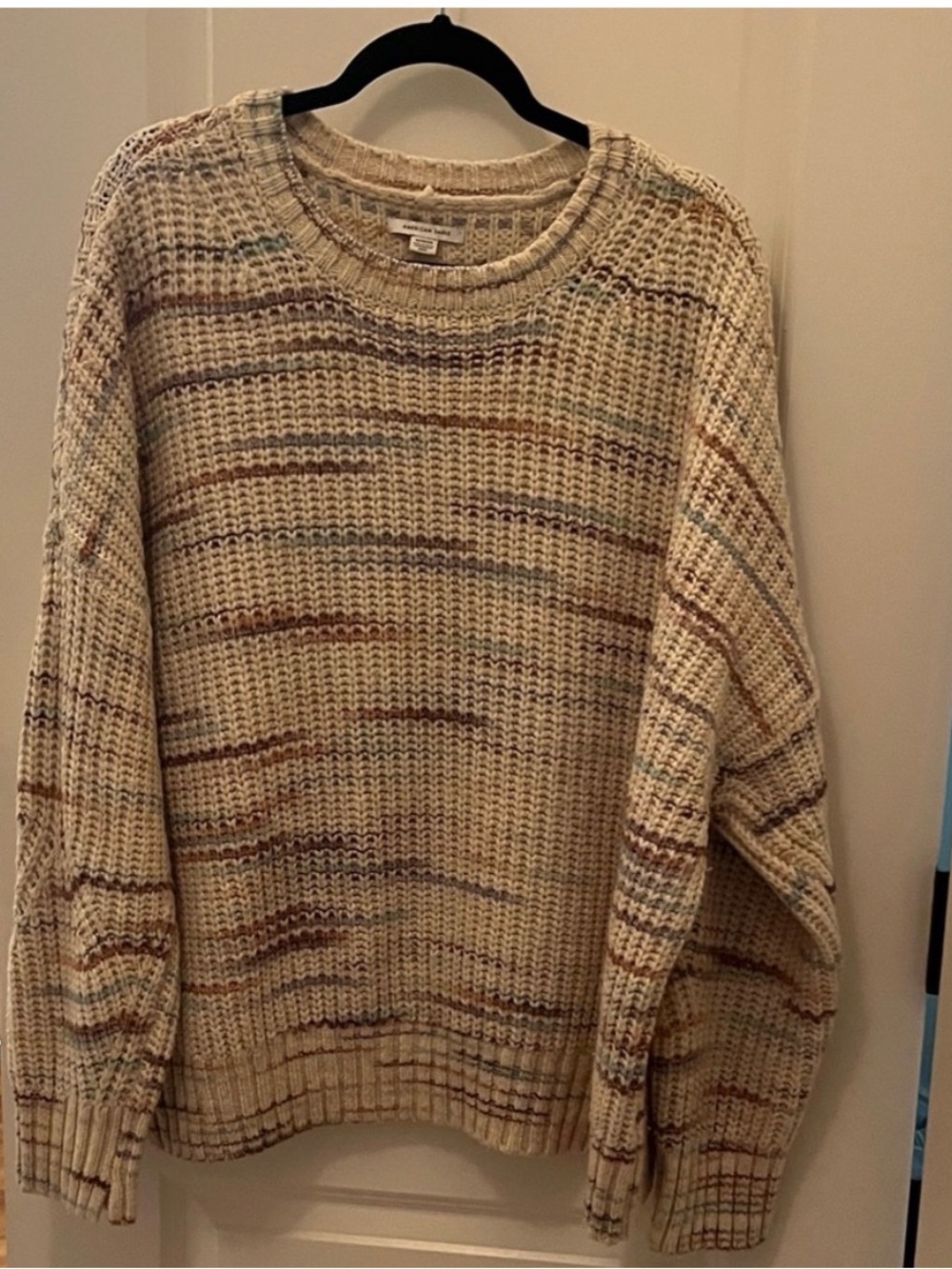 American Eagle Textured Cream Multi-Stripe Women's Sweater